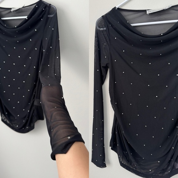 Rebbeca Minkoff Black Blouse Semi-Transparent Size S NWOT - Picture 2 of 8